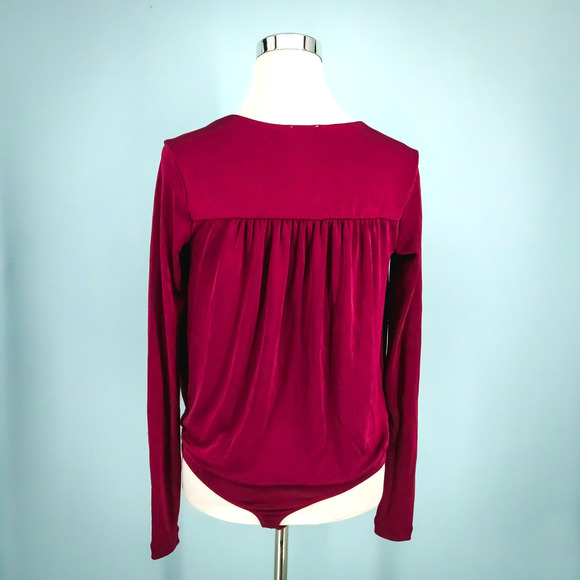 Free People Size XS Intimately Turnt Surplice Wrap Neck Long Sleeve Bodysuit Top - Picture 3 of 7